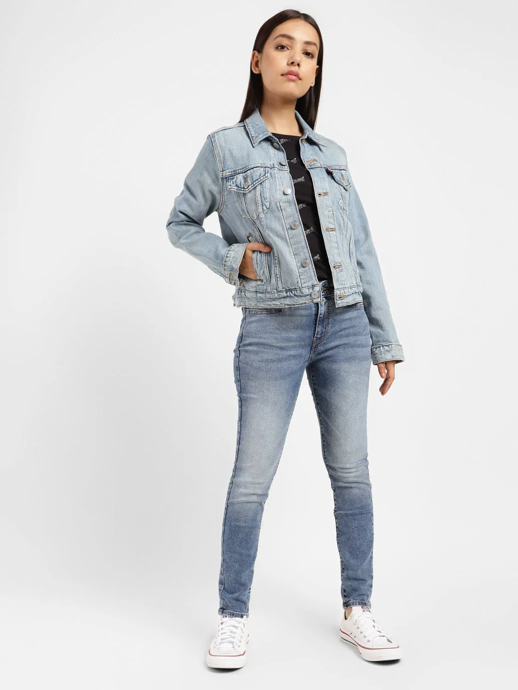 Women's 711 Blue Skinny Fit Mid Rise Jeans