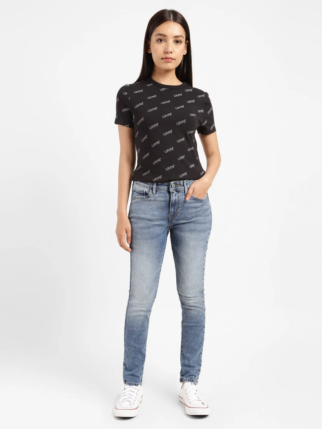 Women's 711 Blue Skinny Fit Mid Rise Jeans
