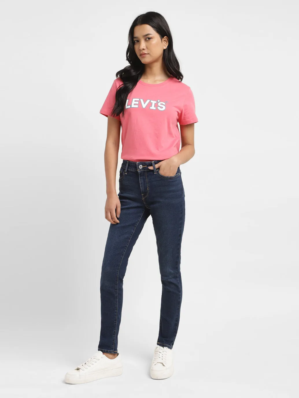 Women's 711 Blue Skinny Fit Mid Rise Jeans