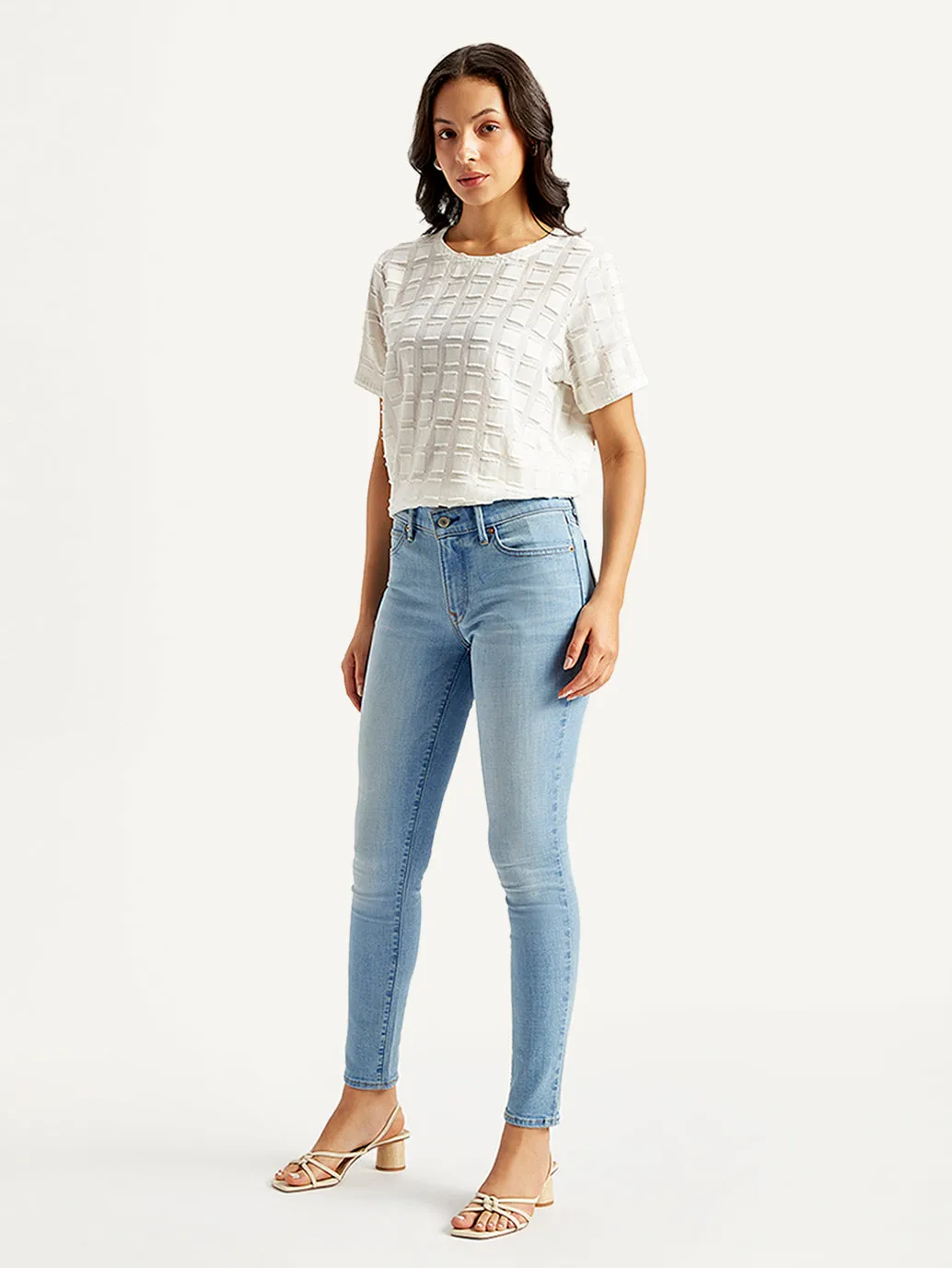 Women's 711 Light Blue Skinny Fit Mid Rise Jeans