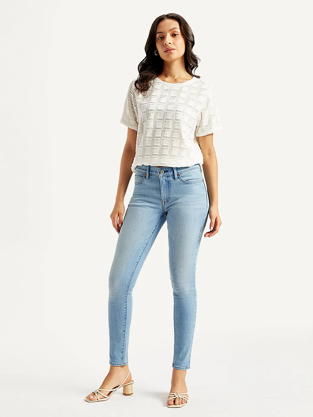 Women's 711 Light Blue Skinny Fit Mid Rise Jeans