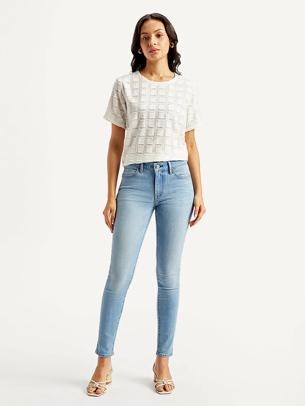 Women's 711 Light Blue Skinny Fit Mid Rise Jeans