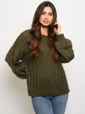 WOMEN'S LONG PUFF SLEEVE SWEATER