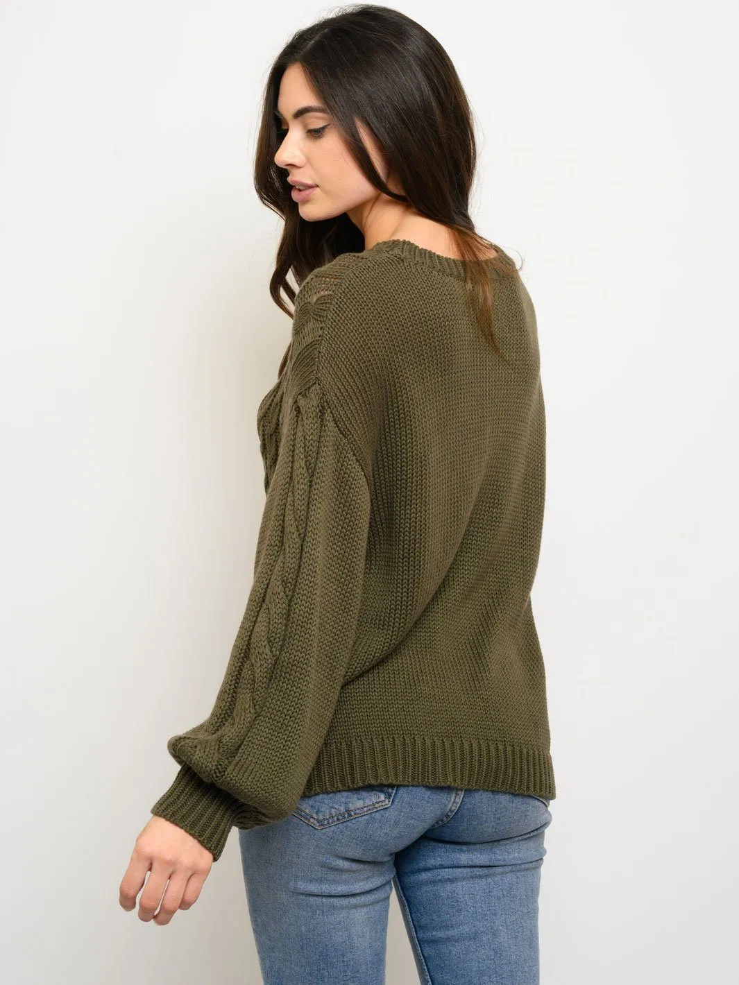 WOMEN'S LONG PUFF SLEEVE SWEATER