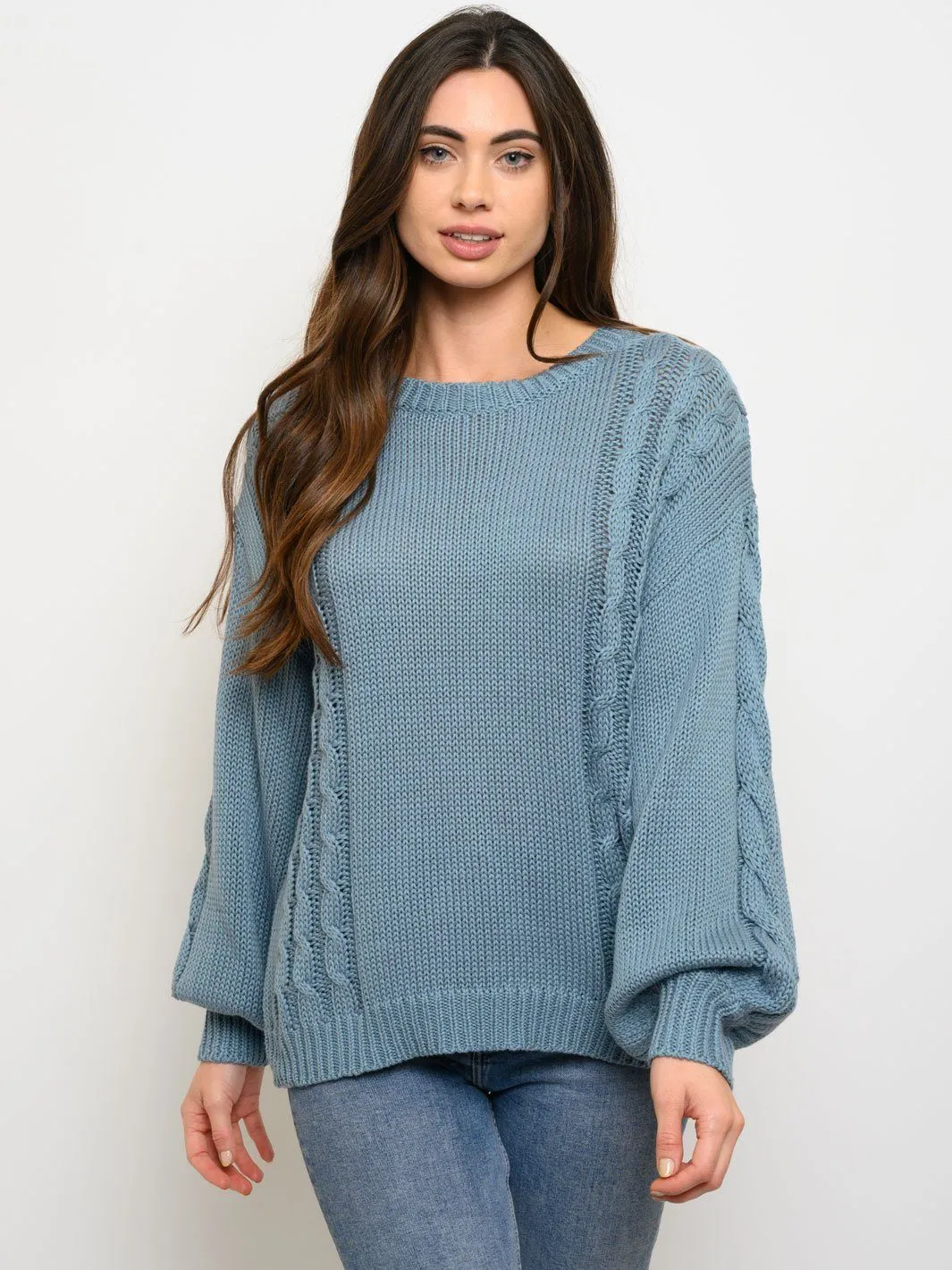 WOMEN'S LONG PUFF SLEEVE SWEATER