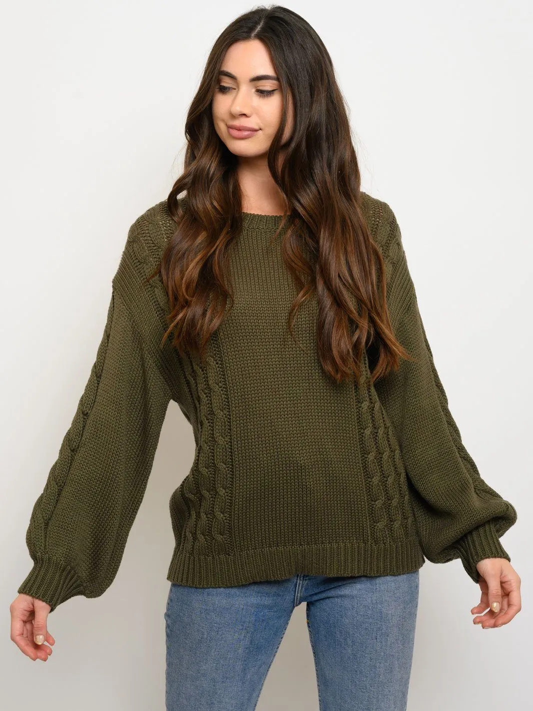 WOMEN'S LONG PUFF SLEEVE SWEATER