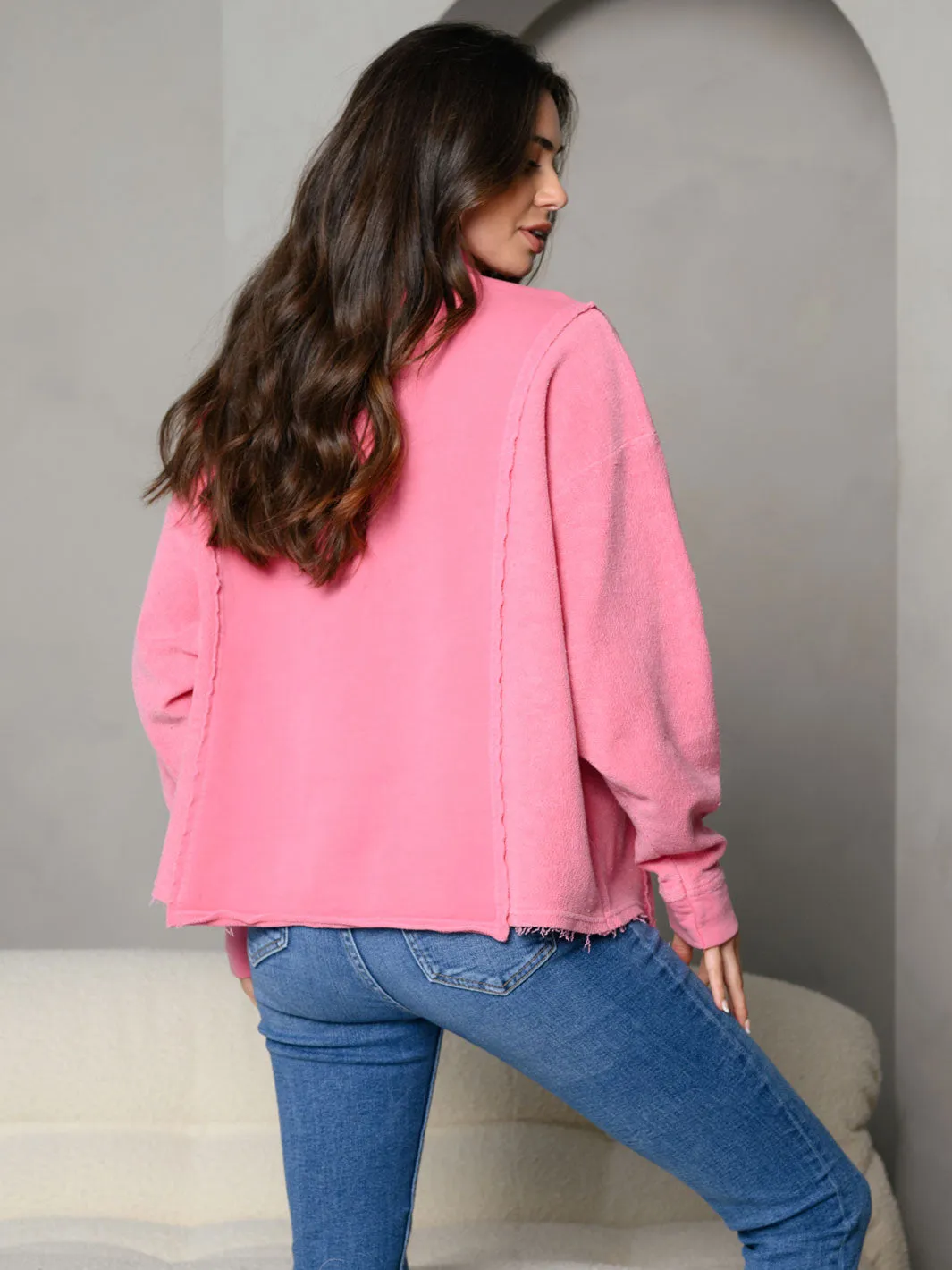 WOMEN'S LONG SLEEVE COLLAR NECK BUTTON UP SWEATER