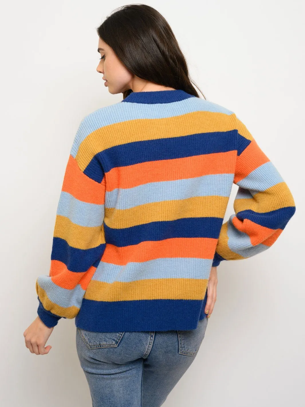 WOMEN'S LONG SLEEVE KNIT COLORBLOCK SWEATER