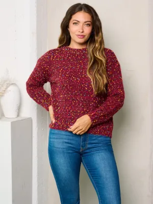 WOMEN'S LONG SLEEVES MULTI COLOR DOTS KNIT SWEATER