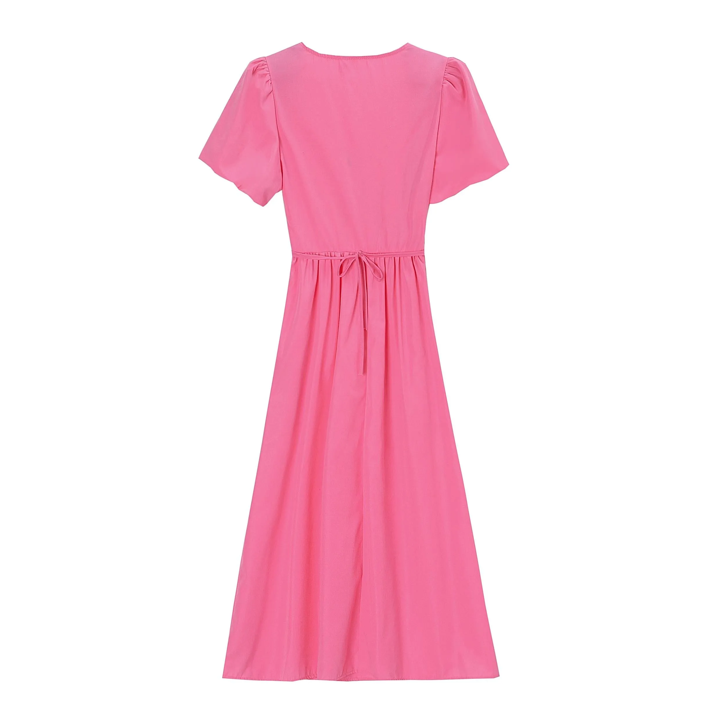 Women's Mid-Length Dress with Elastic Waist and In-Seam Pockets