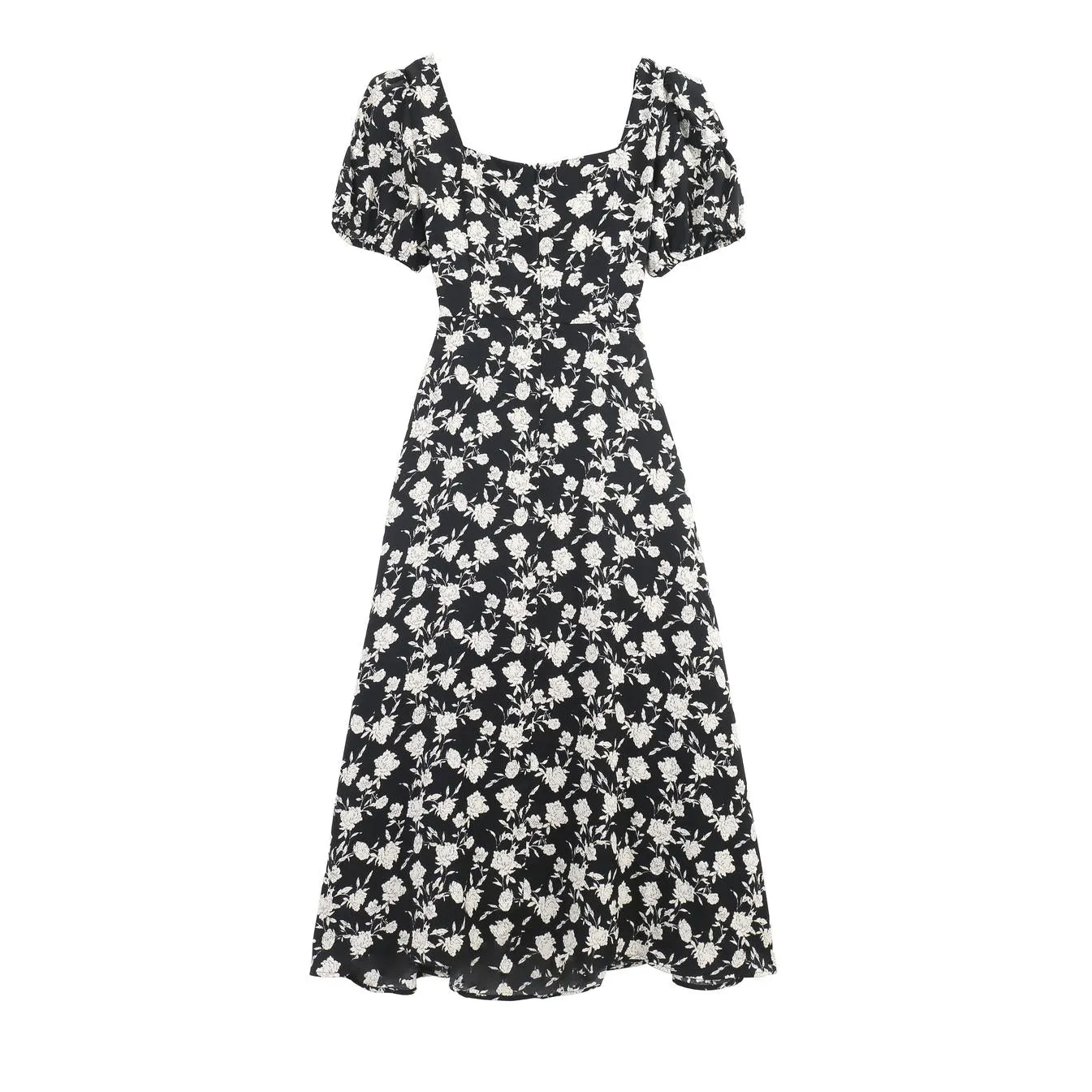 Women's Stunning Floral Print Tea Tea Dress with Split Thigh