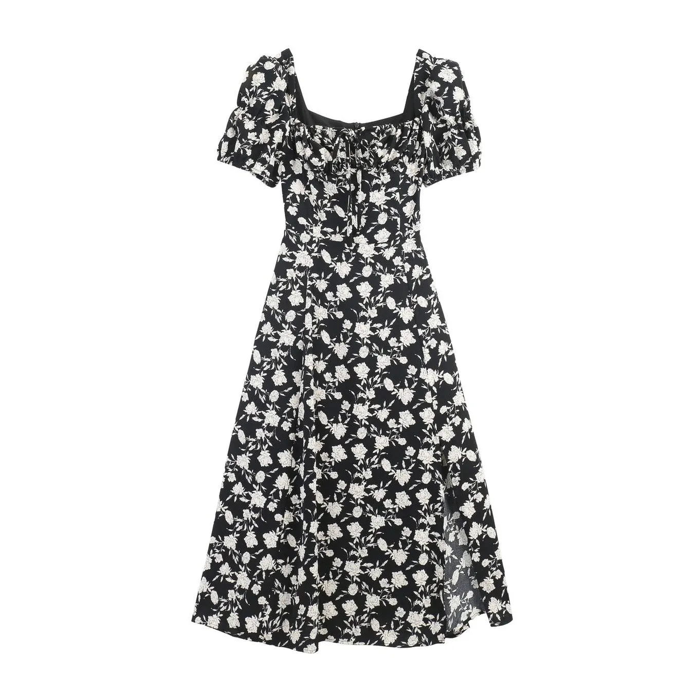 Women's Stunning Floral Print Tea Tea Dress with Split Thigh