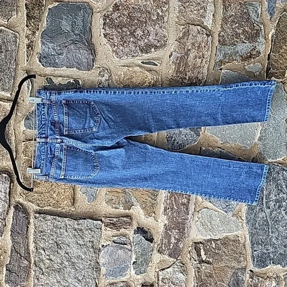 Womens THEORY Wide Straight Crop Denim Jeans Medium Wash Sz 4