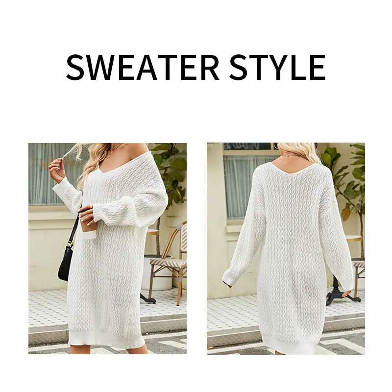 Womens V Neck Elasticity Slim Dress Chunky Cable Knit Pullover Sweaters Jumper K586