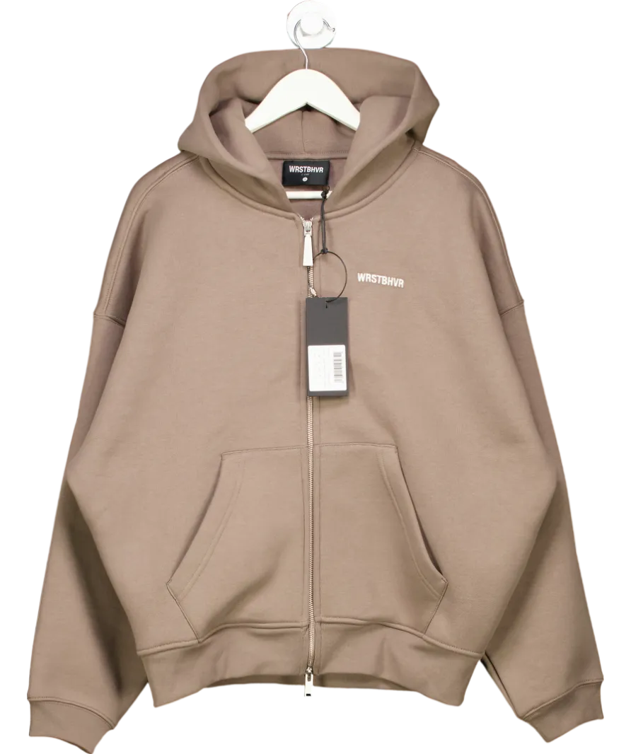 WRSTBHVR Brown Diago Hooded Zip Jacket UK 10