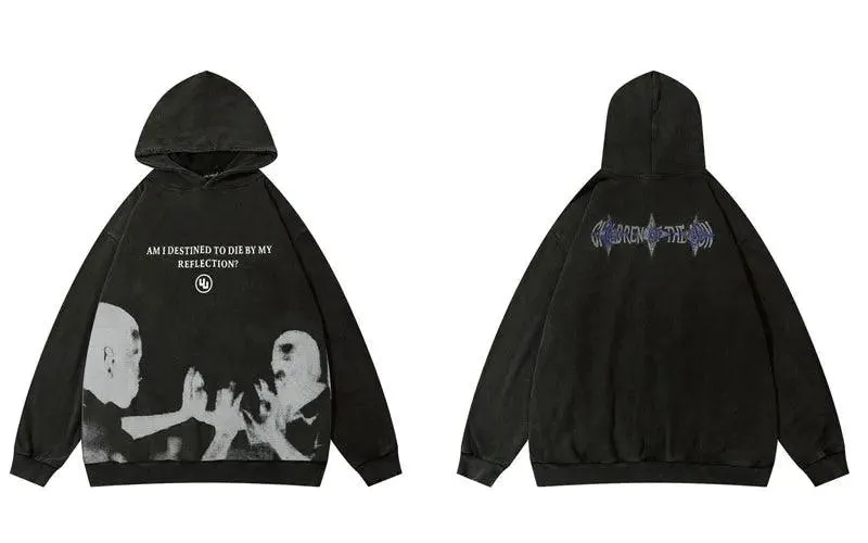 Y2K Mirror Reflection Oversize Hoodie