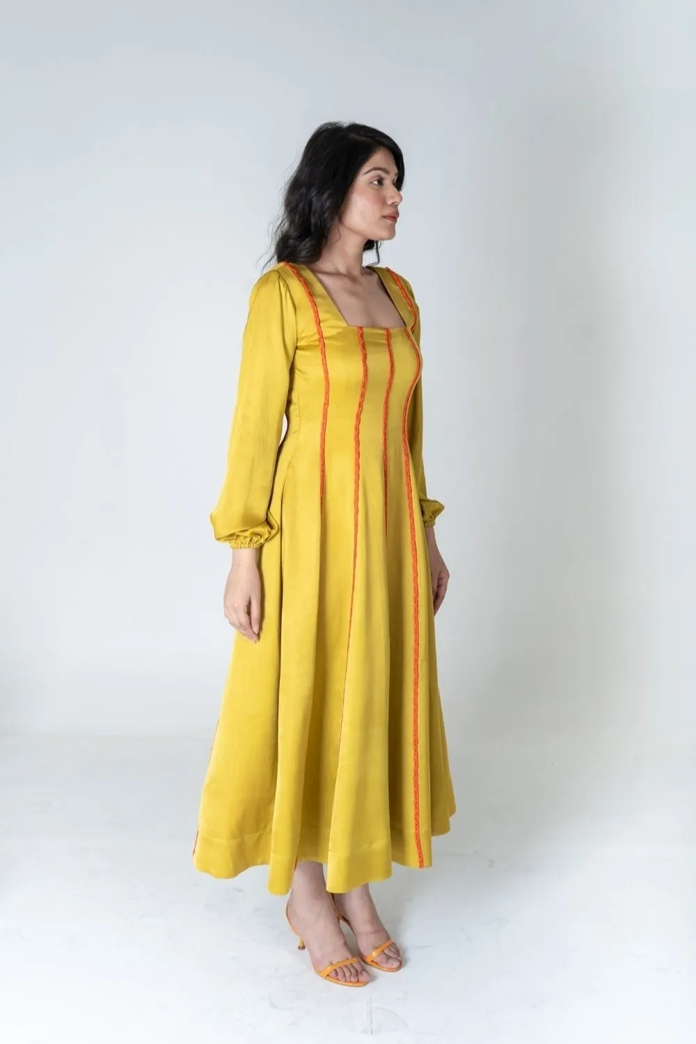 Yellow Maxi Dress- Orange Braids