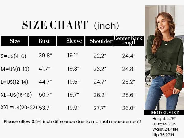 Zeagoo Oversized Sweaters for Women Trendy Hollow Out Crewneck Long Sleeve Pullover Tops Fall Outfits Fashion 2024 A-White