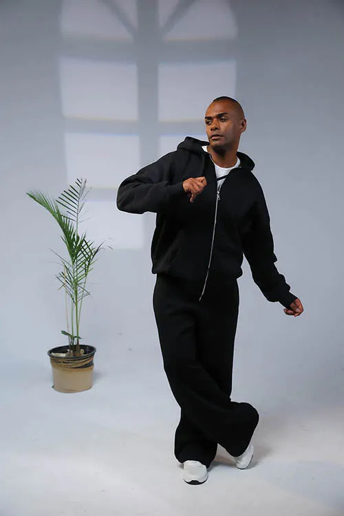Zip Up Black Hoodie