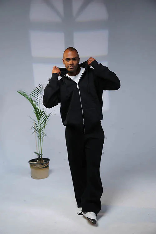 Zip Up Black Hoodie